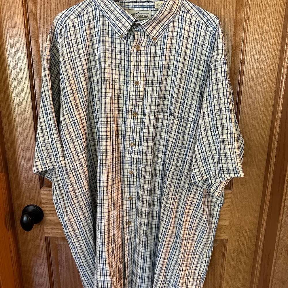 Men's Big and Tall Natural Issue Button Down Short Sleeve Shirt Size 3XLT New